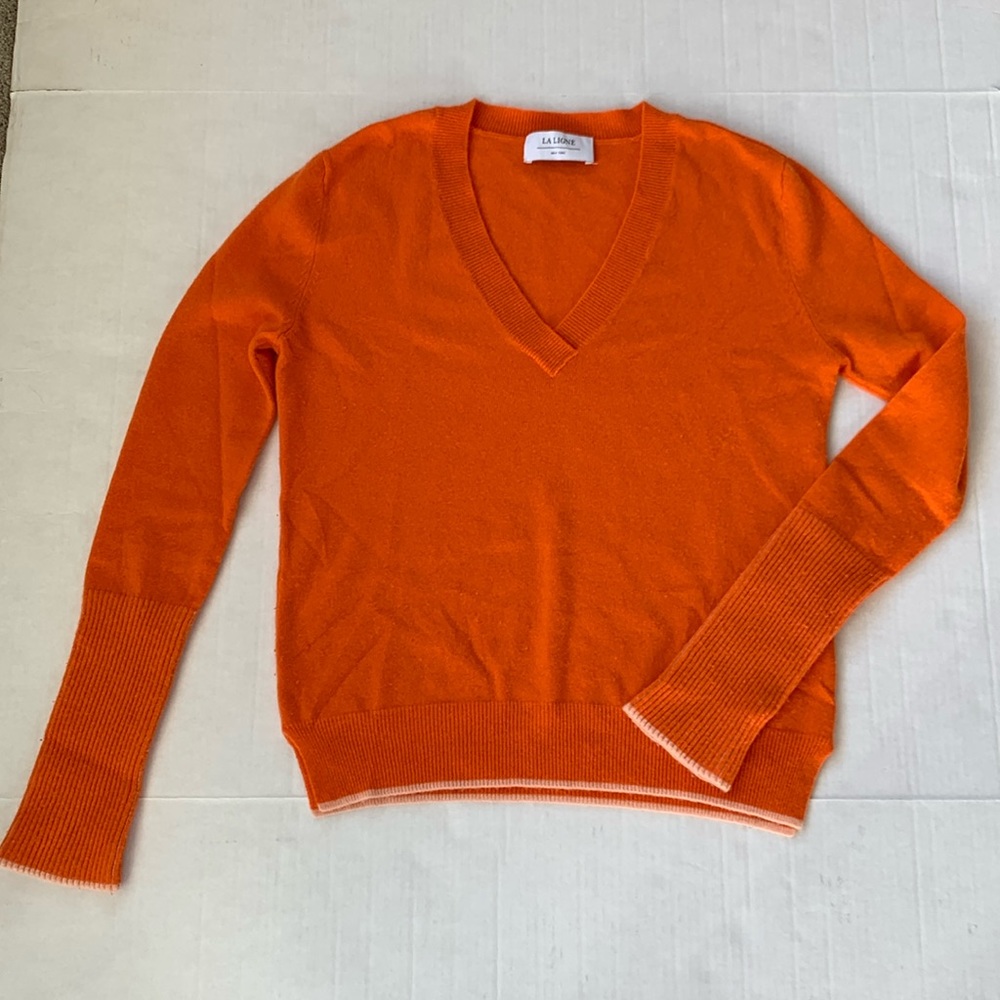 La Ligne Orange V-Neck Sweater with Slim Fit